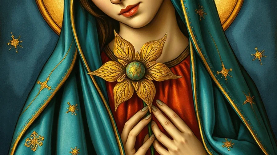 Iconography and sacred symbolism of The Miracle of the Castilian Roses: Winter Blossoms at Tepeyac
