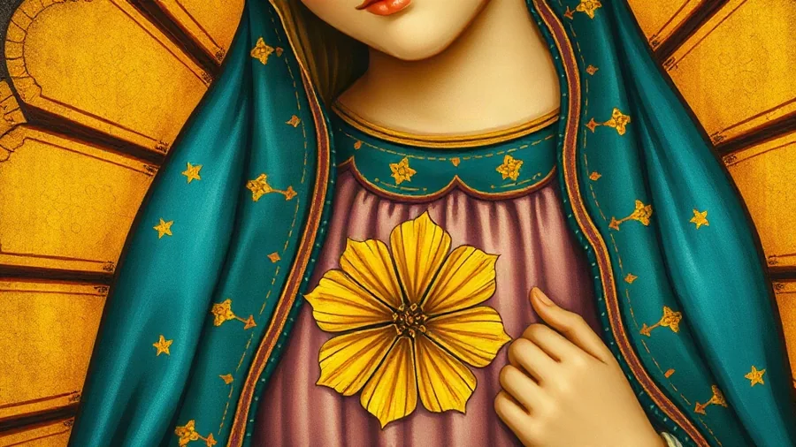 Iconografía y simbolismo de Guía de Tamaños de Dijes y Medallas de la Virgen de Guadalupe (Milímetros y Pulgadas)
