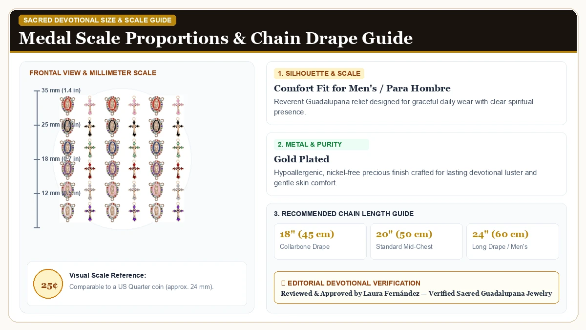 Size and millimeter scale measurement infographic: 48Pcs/24Sets Rosary Making Kits Supplies Cross and Center Medal C in Gold Plated Alloy with chain drape guide