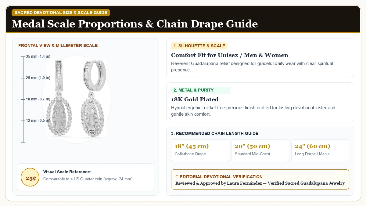 Size and millimeter scale measurement infographic: Steeltime Unisex Iced Out Huggie Charm Pendant Brass Earrings wit in 18K Gold Plated with chain drape guide