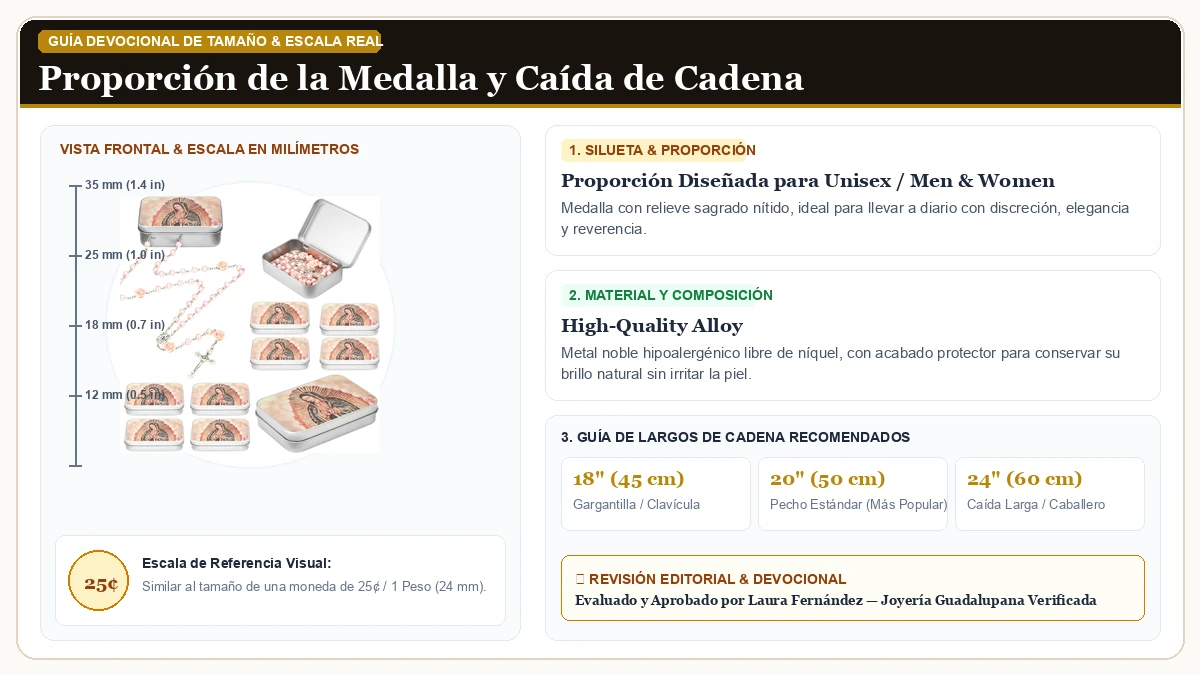 Infografía de escala y medidas en milímetros: Tondiamo 12 Pcs Rosary Beads Católico Collar Holy Soil Medalla Cr en Aleación Metálica Resistente Libre de Níquel con guía de tamaño y largo de cadena