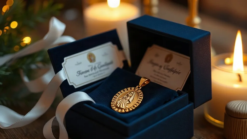 Collar de la Virgen de Guadalupe en caja de regalo de lujo para Bautizo o Comunión